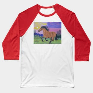 A running brown horse at sunset Baseball T-Shirt